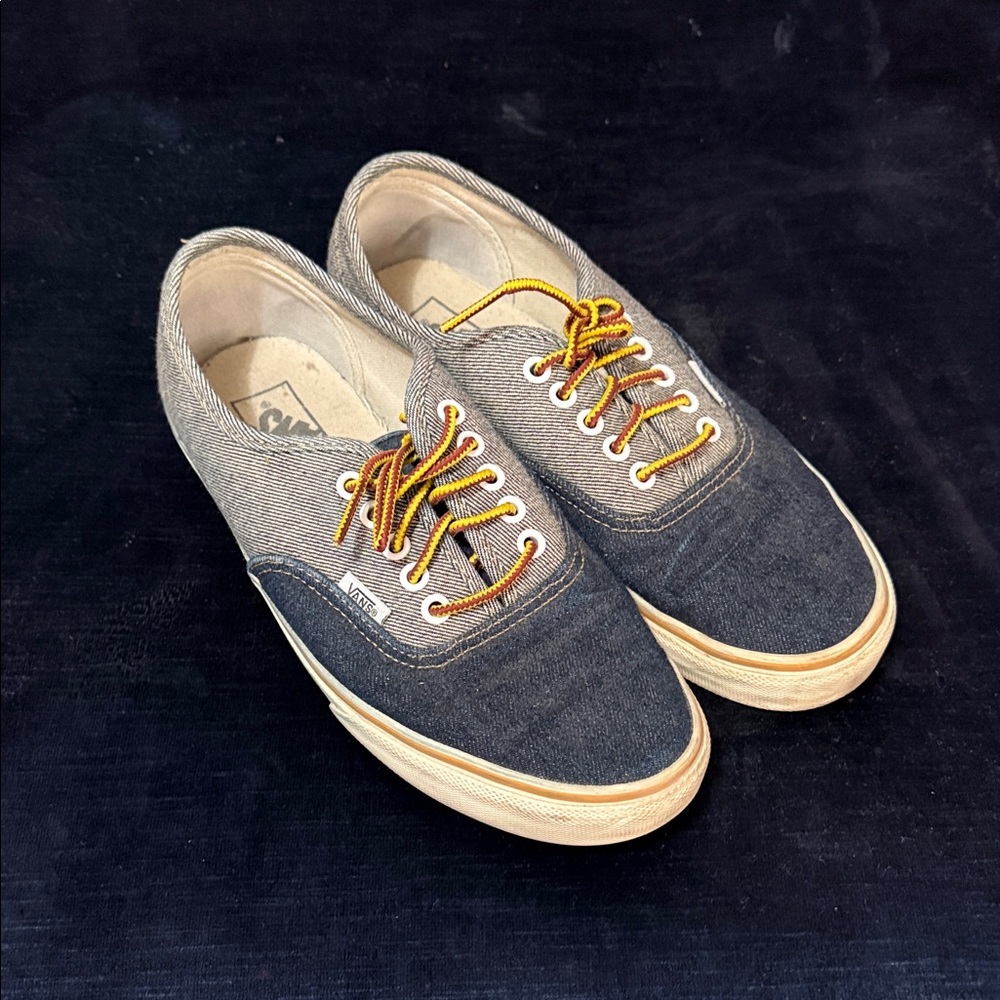 Rare Vans Men's Two-Tone Denim Sneakers - Navy and Beige